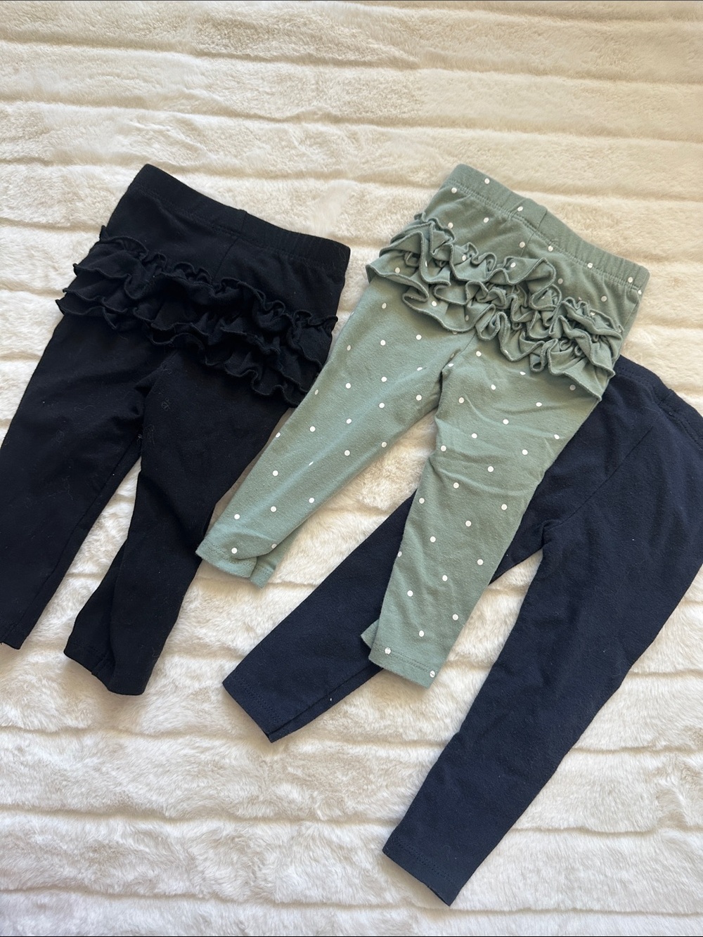 Ruffle-Back Leggings Bundle - Black, Sage, Navy